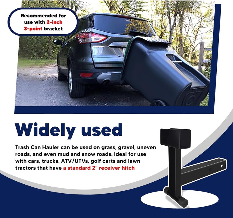 VONLX Trash Can Hauler Grabber with 2 inch Hitch Reciever, Garbage Hauling Towing Hitch Attachment on Lawnmower Three Point Hitch Fit for Lawn Mower Garden Tractors - Image 5